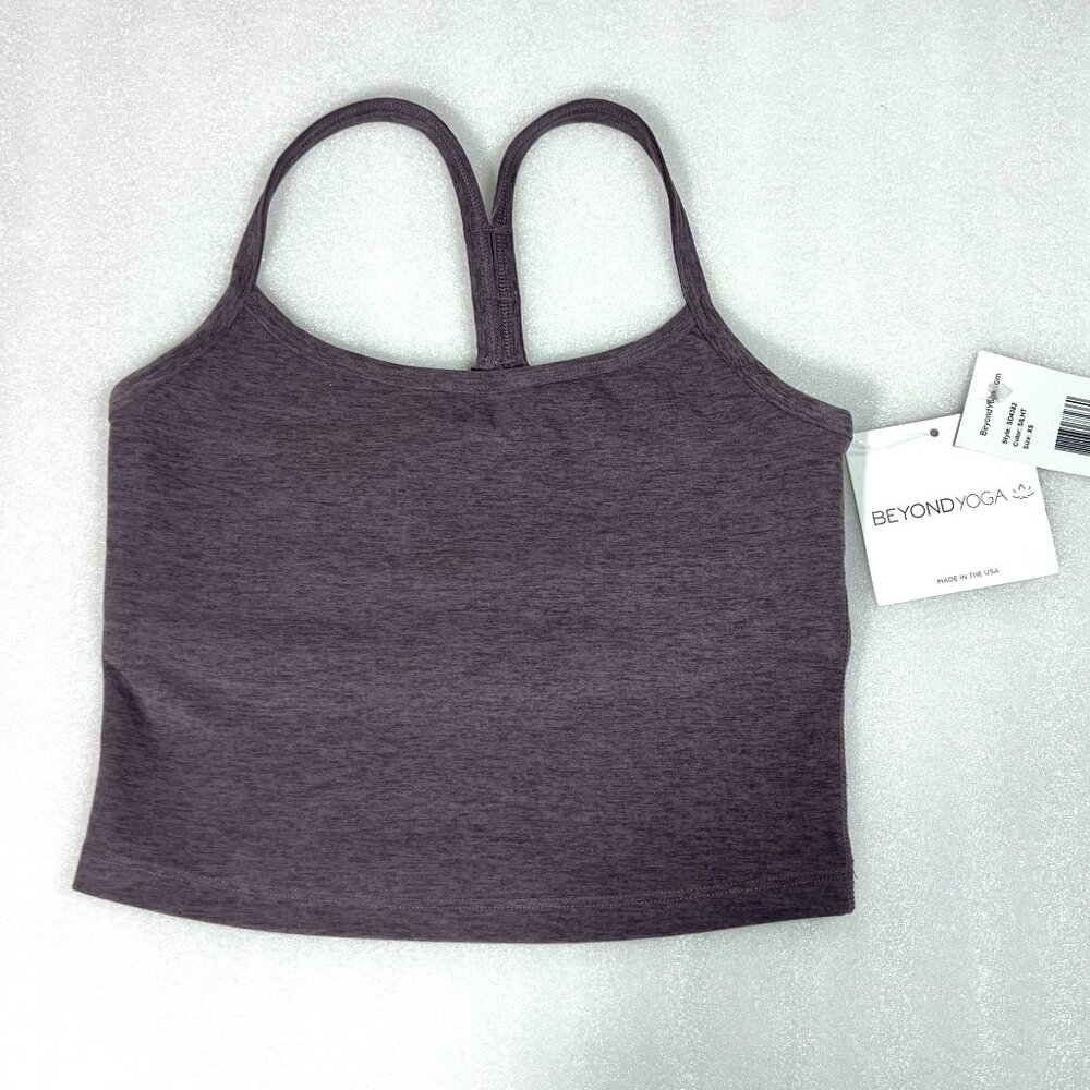 New Beyond Yoga XS Space Dye Slim Racerback Cropped Tank Top Athletic Purple